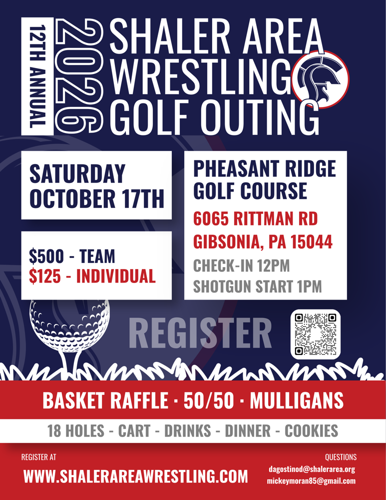 2026 Shaler Area Wrestling Golf Outing flyer
